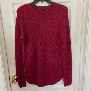 JEANNE PIERRE cable knit wine Burgundy colored cotton sweater Size small